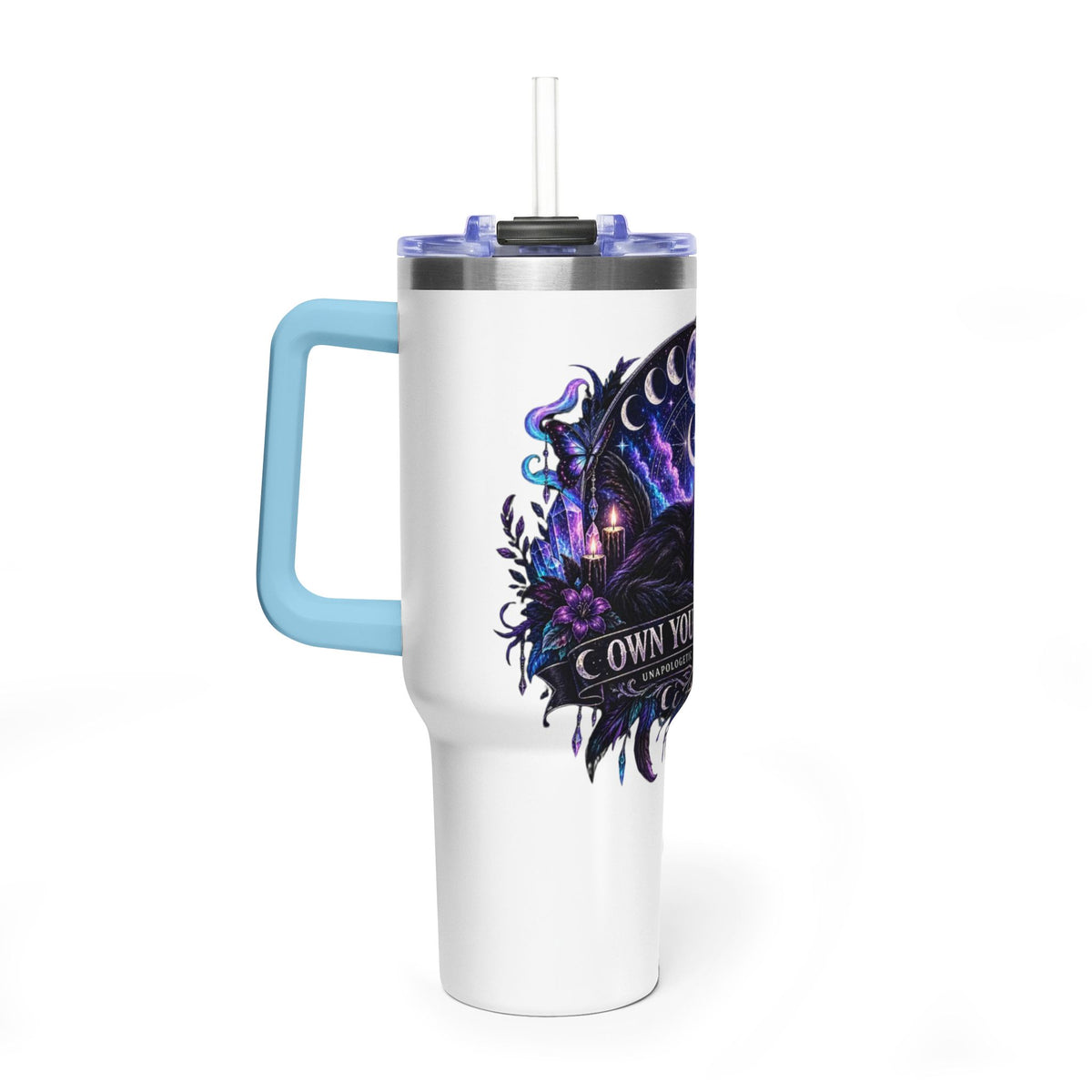 40oz Witchy Cat Thermal Tumbler – 'Own Your Energy' Insulated Travel Mug