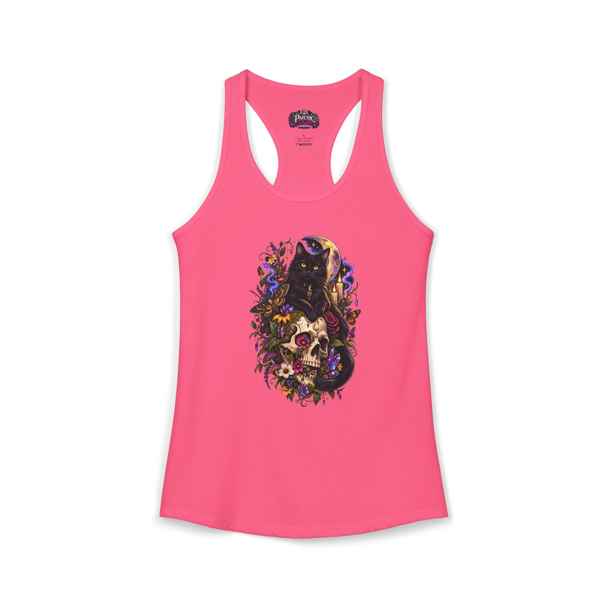 Gothic Black Cat Floral Skeleton Tank
