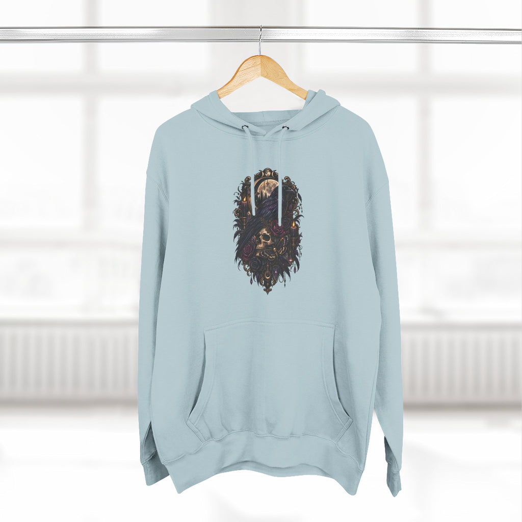 Raven Skull Graphic Hoodie — Gothic Fleece Pullover