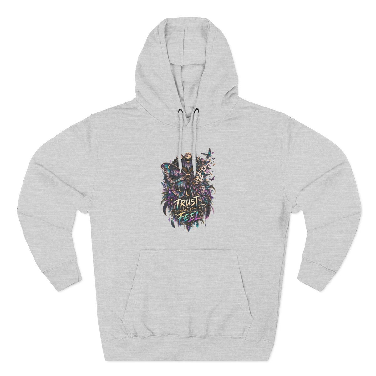 Trust What Feel Fleece Hoodie — Moth Mystical Empowerment Graphic Hoodie