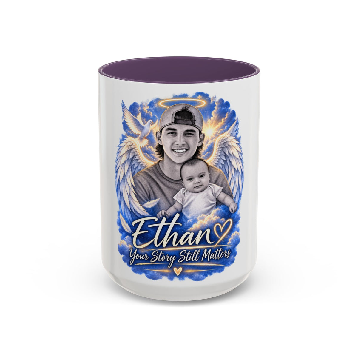Memorial Coffee Mug — Personalized "Ethan  Your Story Still Matters" Angel Wings Tribute