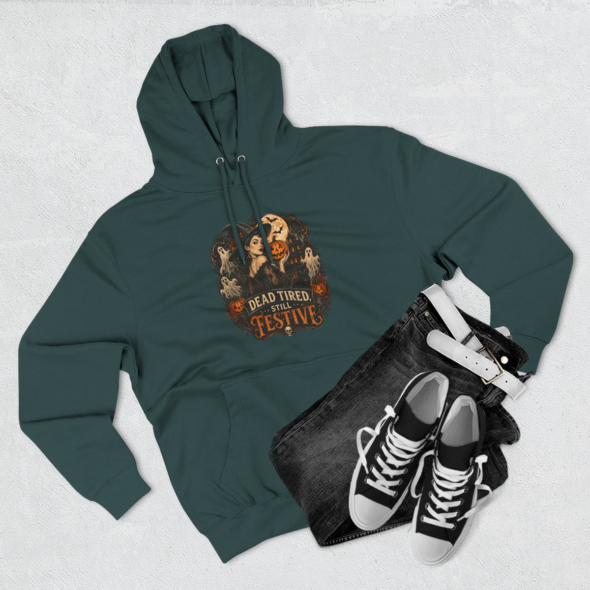 Dead Tired but Festive Hoodie — Funny Halloween Pullover