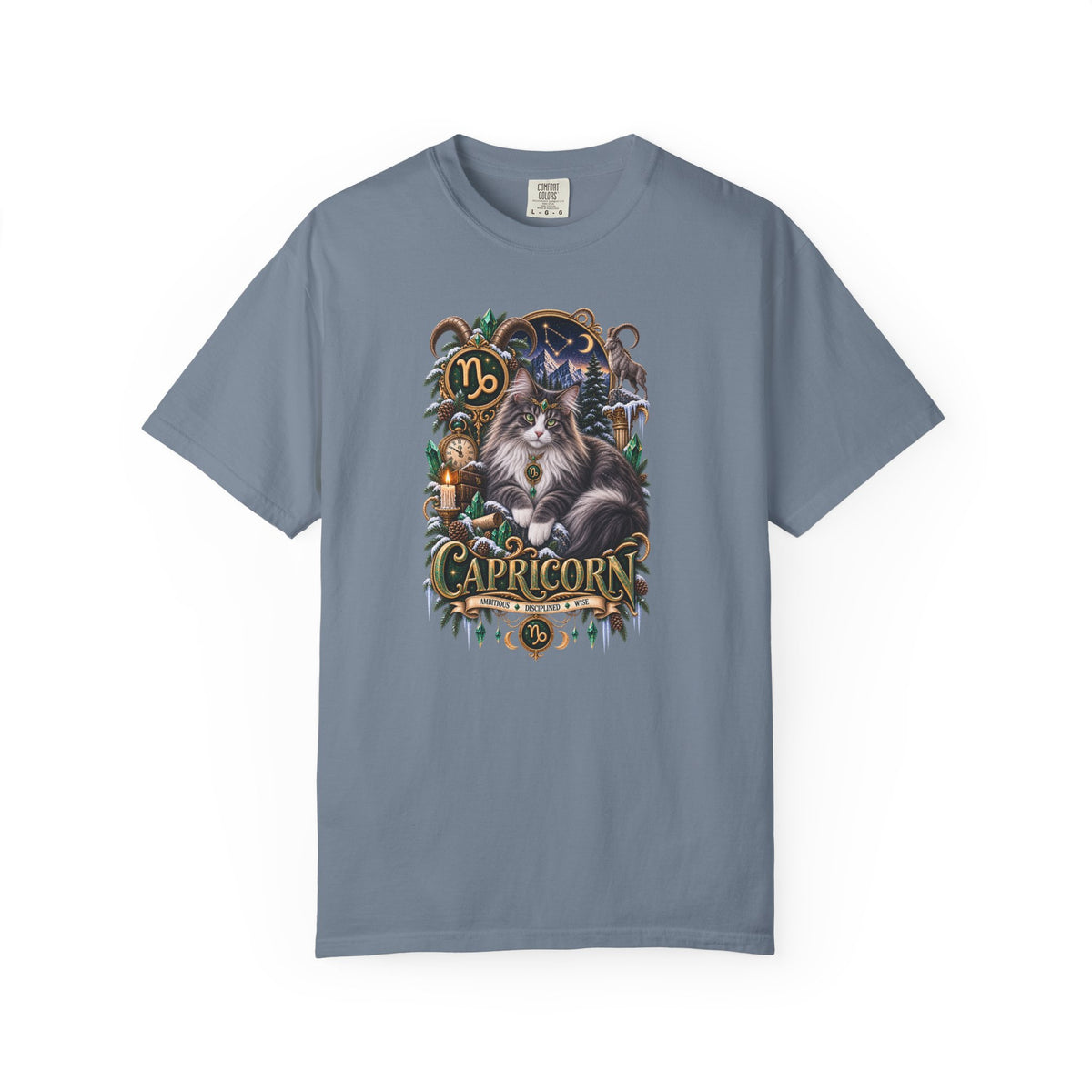 Capricorn Zodiac Norwegian Mountain Cat T-Shirt — Astrological Horoscope Tee