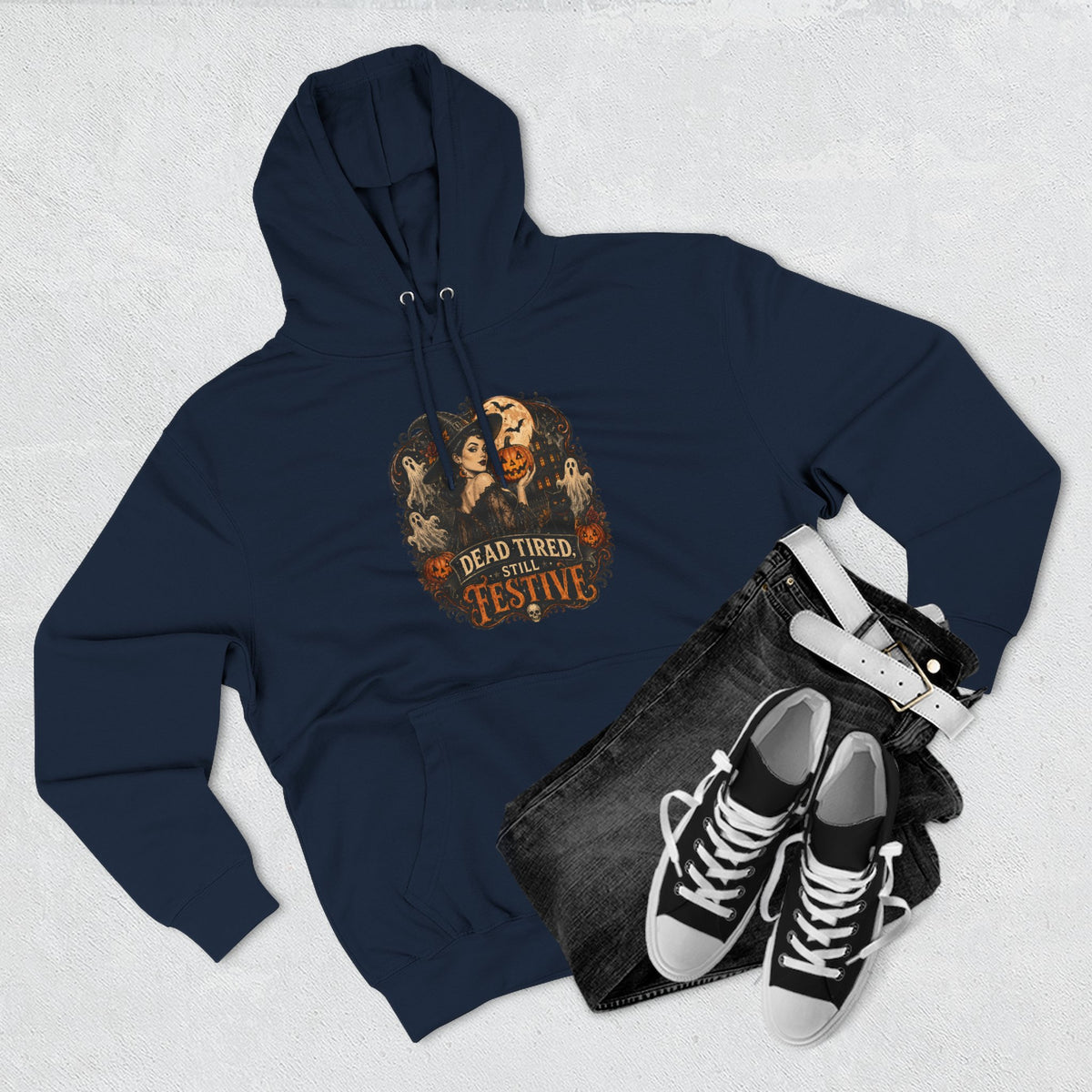 Dead Tired but Festive Hoodie — Funny Halloween Pullover