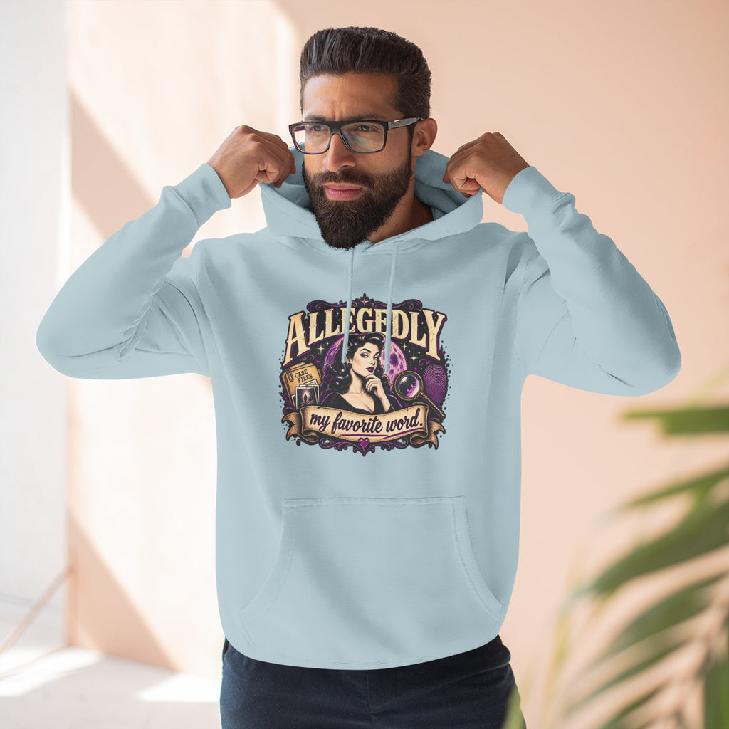Hoodie — "Allegedly My Favorite Word" Retro Witch Graphic