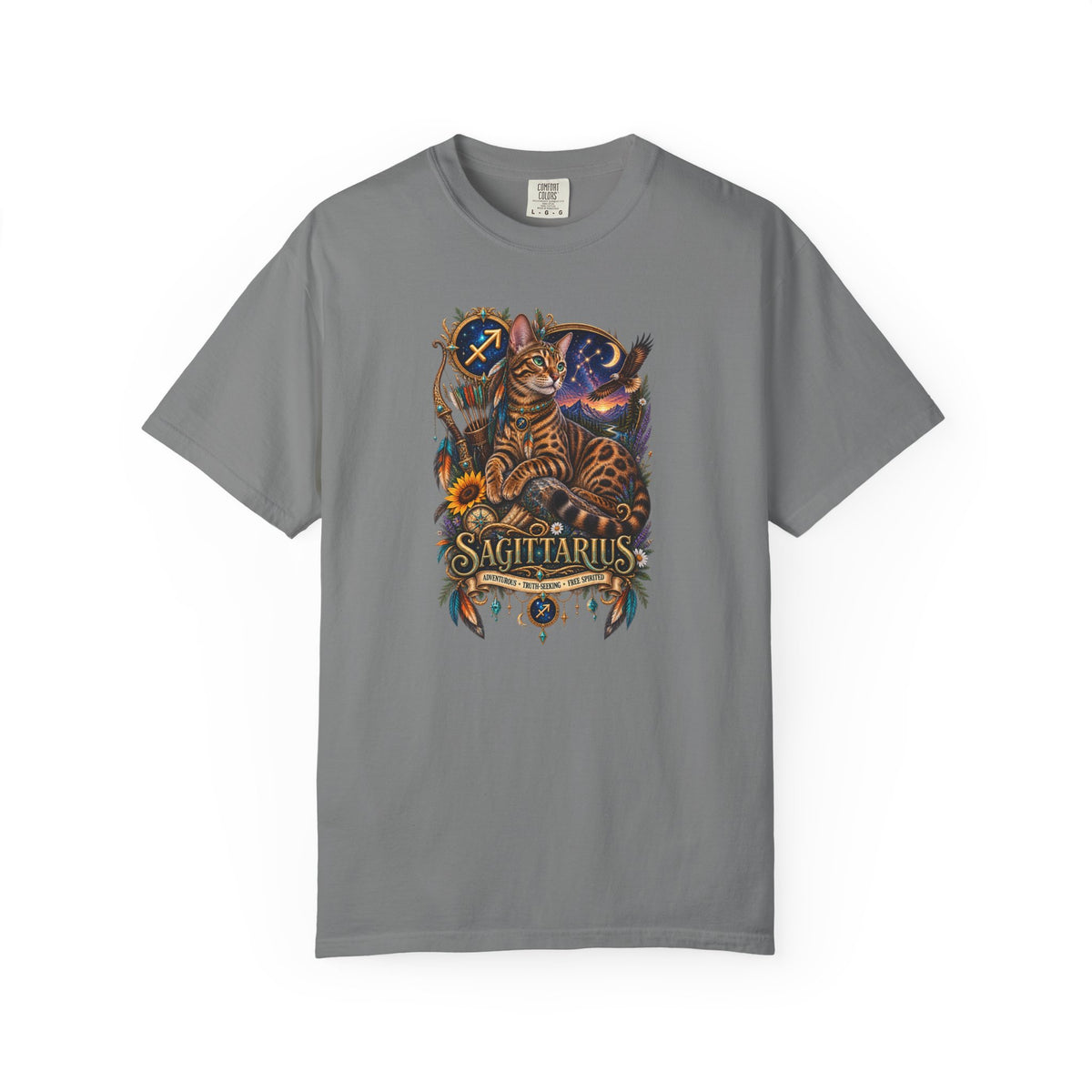Sagittarius Zodiac Bengal Cat T-Shirt — Astrological Archer Horoscope Tee