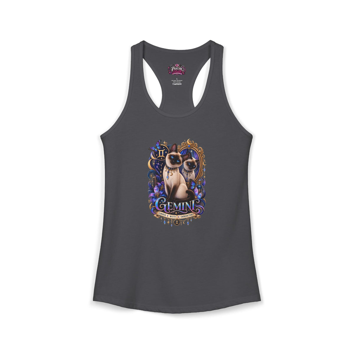 Gemini Siamese Cat Zodiac Tank- Celestial Astrology Cat Lover Tank