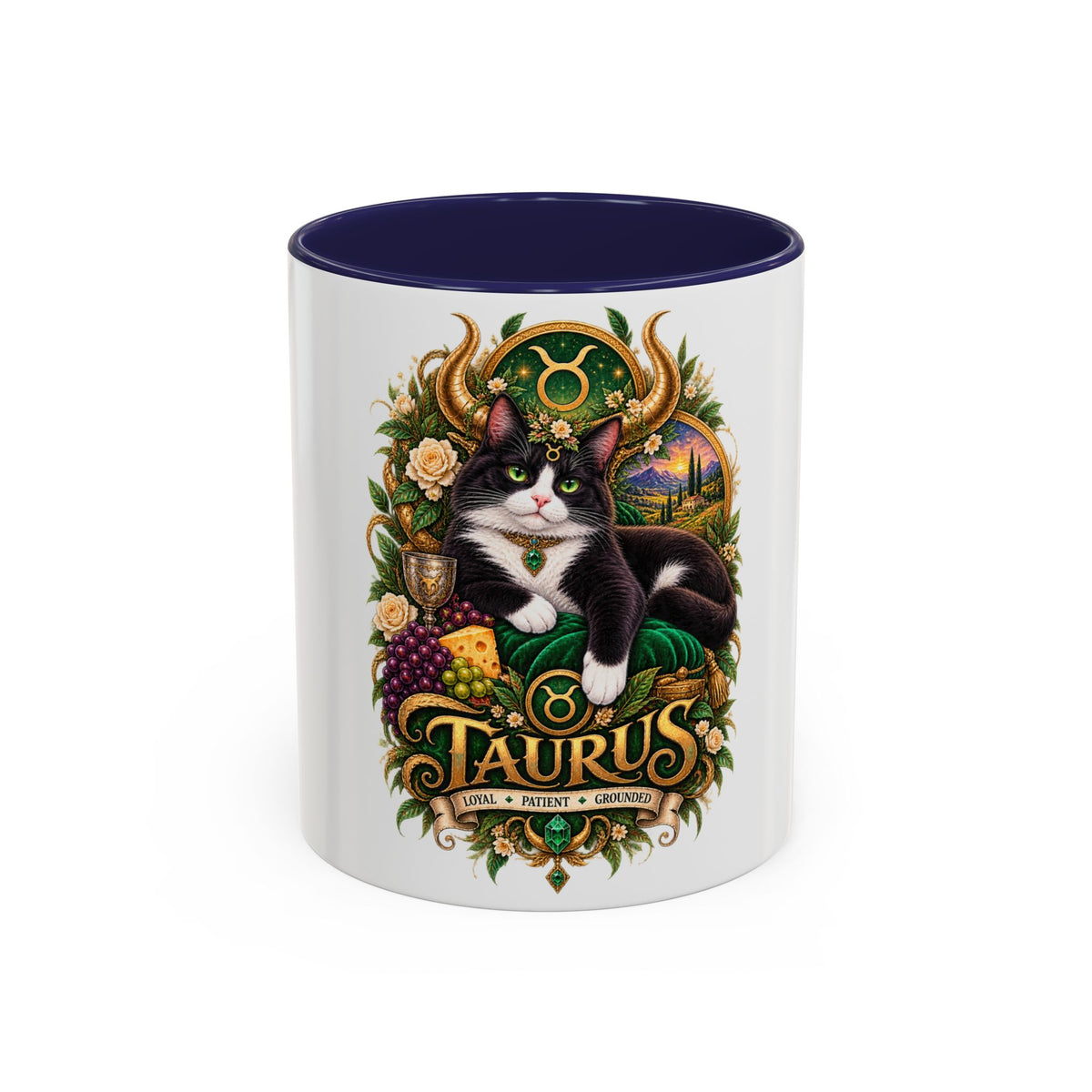 Taurus Tuxedo Cat Coffee Mug — Zodiac Astrology Gift (11/15 oz)