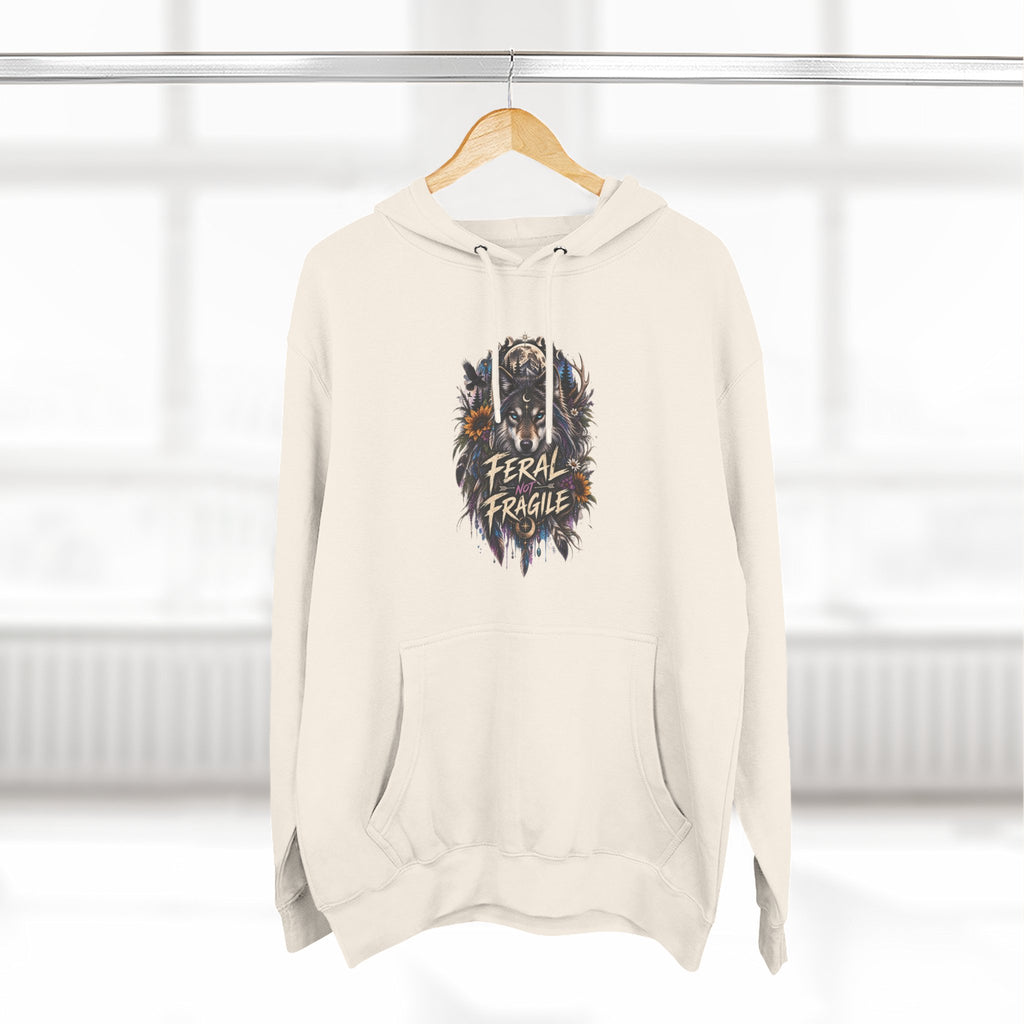 Feral not Fragile Wolf Graphic Hoodie — Wildlife-Inspired Comfort Pullover