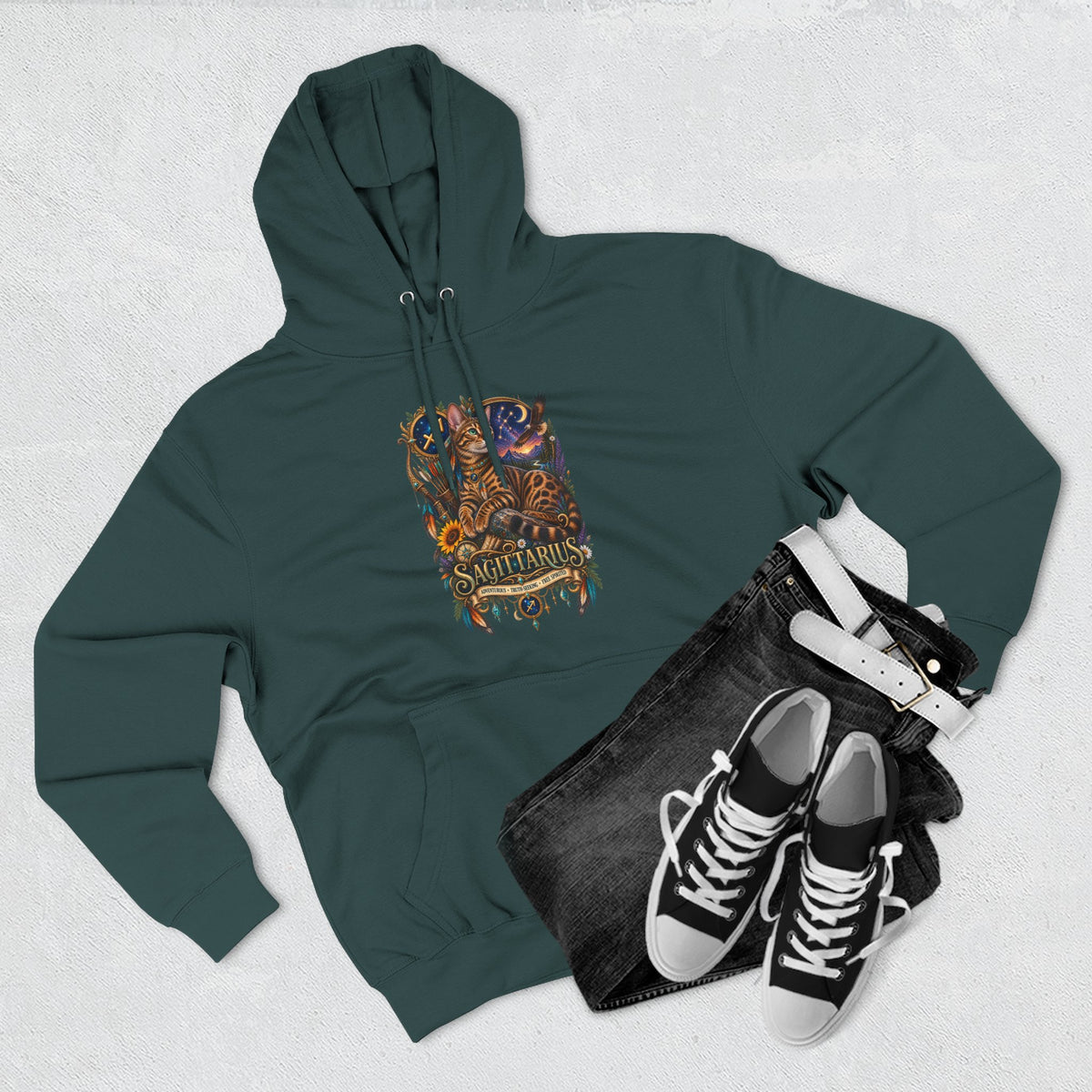 Sagittarius Bengal Zodiac Hoodie — Celestial Archer Constellation Graphic