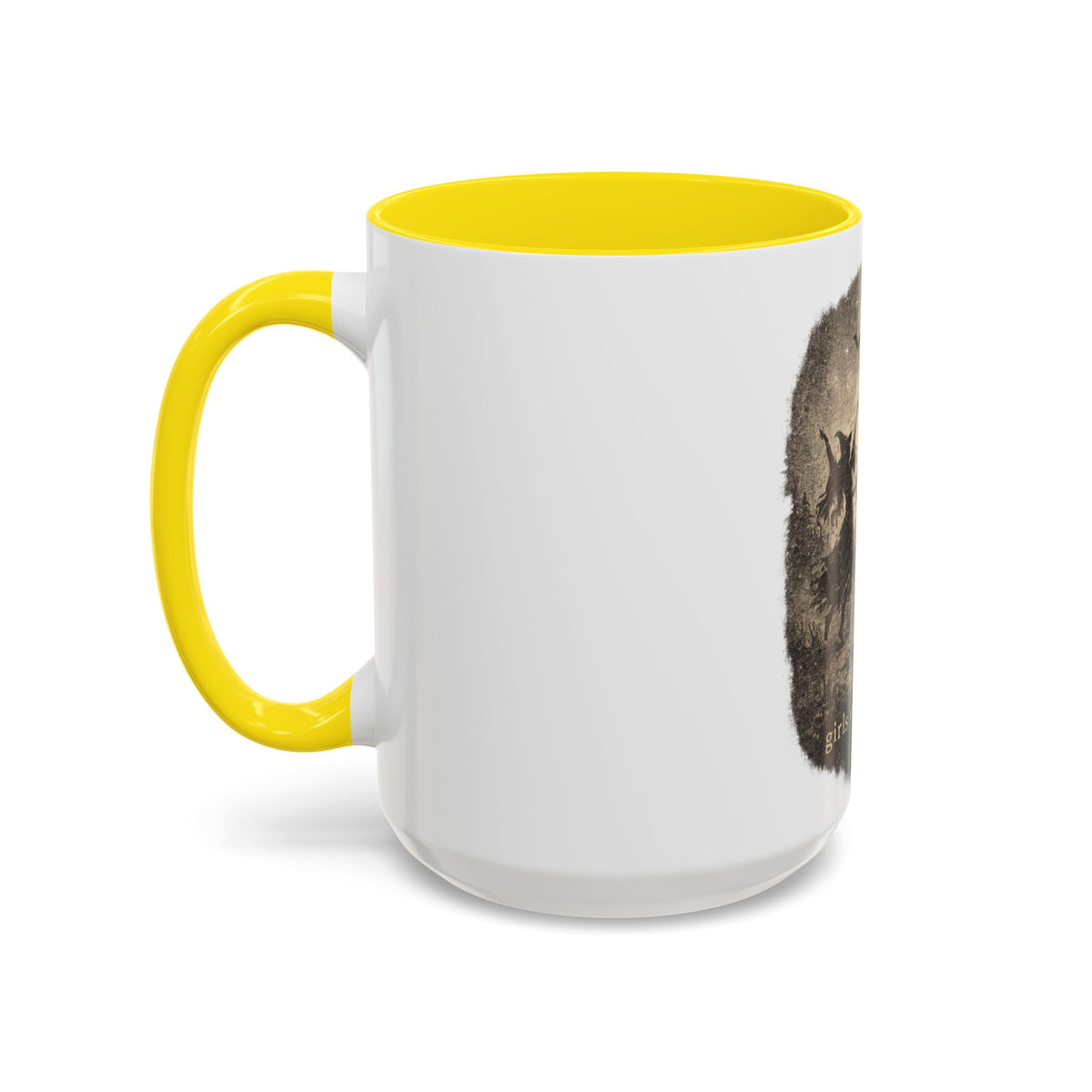 Witch Circle Coffee Mug — "Girls Will Be Girls" Vintage Halloween Accent Mug