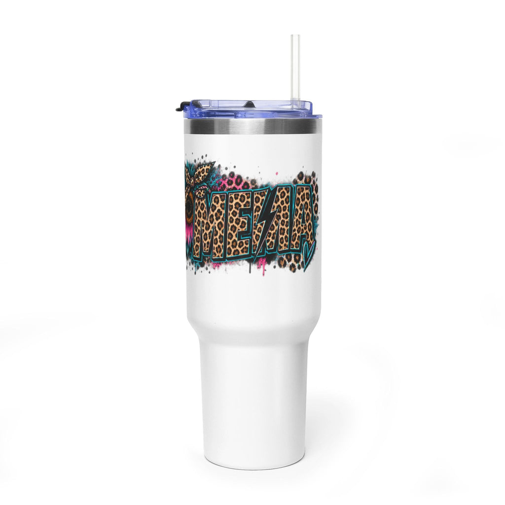 40oz Vacuum Tumbler — Mema Leopard Print Floral Design