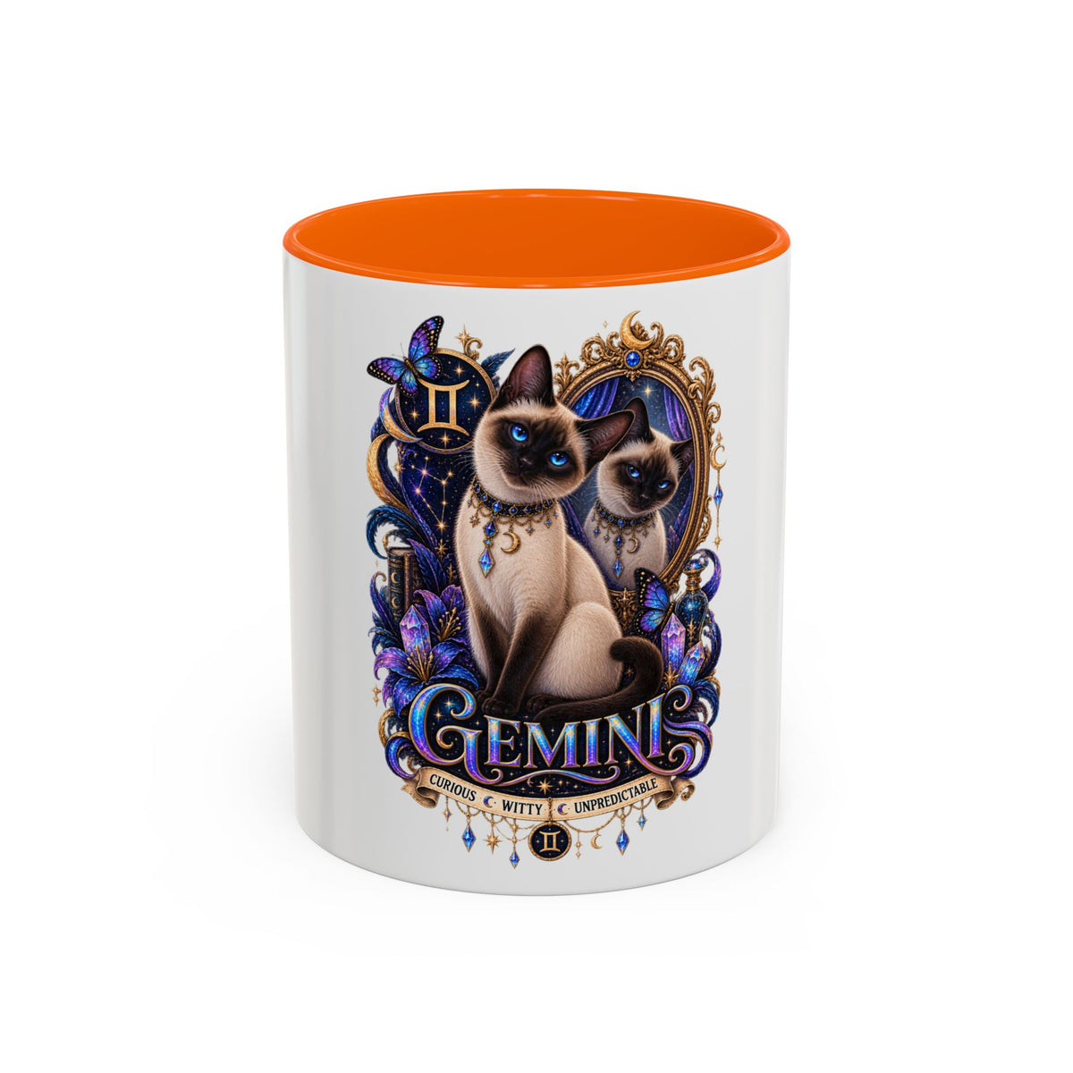 Gemini Zodiac Cat Coffee Mug — Siamese Astrology 11/15oz Accent Mug