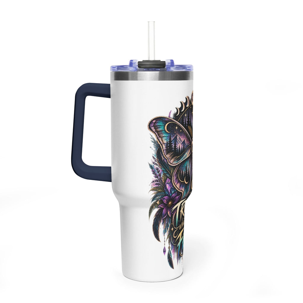 40oz Vacuum Tumbler — 'Trust What You Feel' Moth Nightscape Insulated Cup