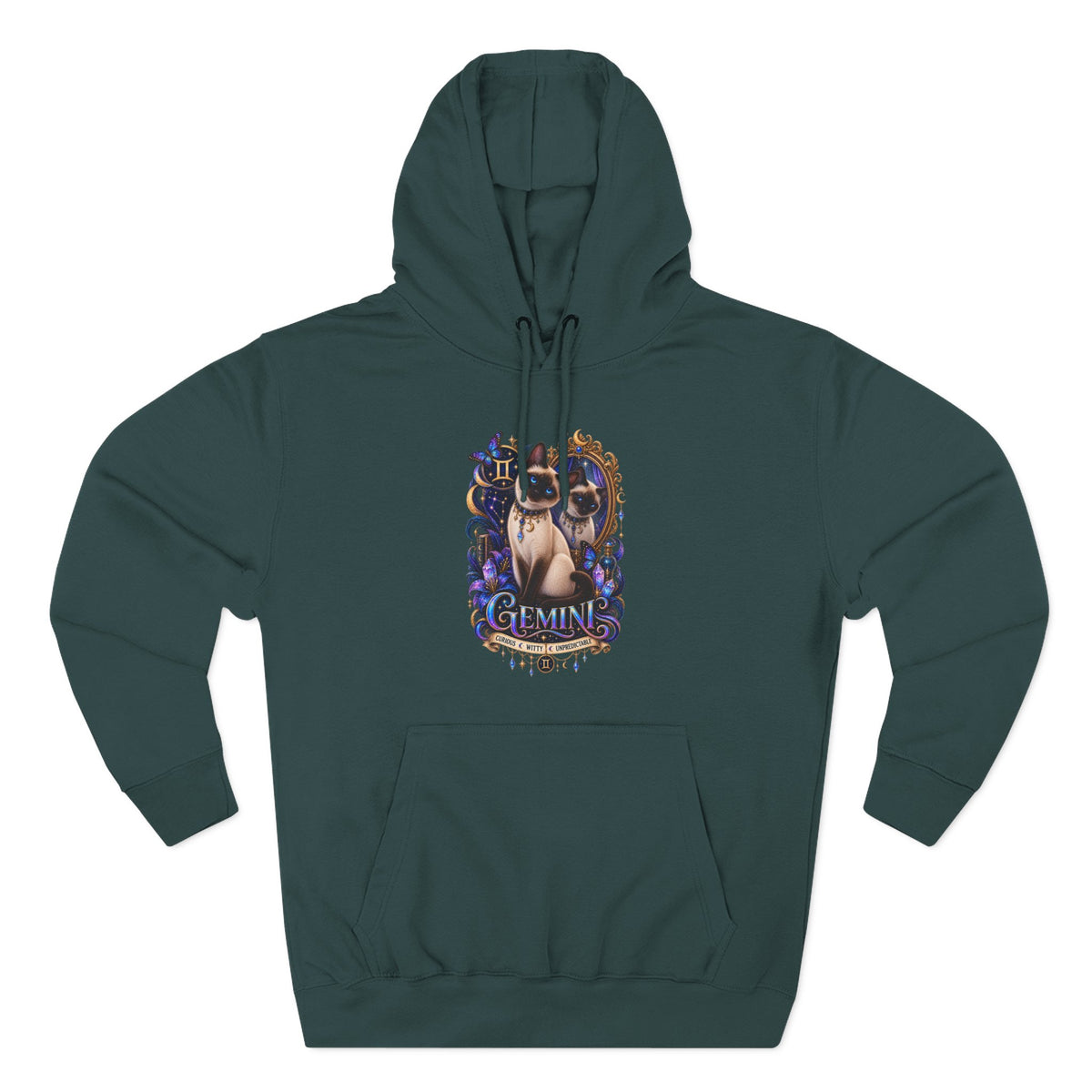 Gemini Siamese Zodiac Hoodie — Mystical Celestial Cat Astrology Design