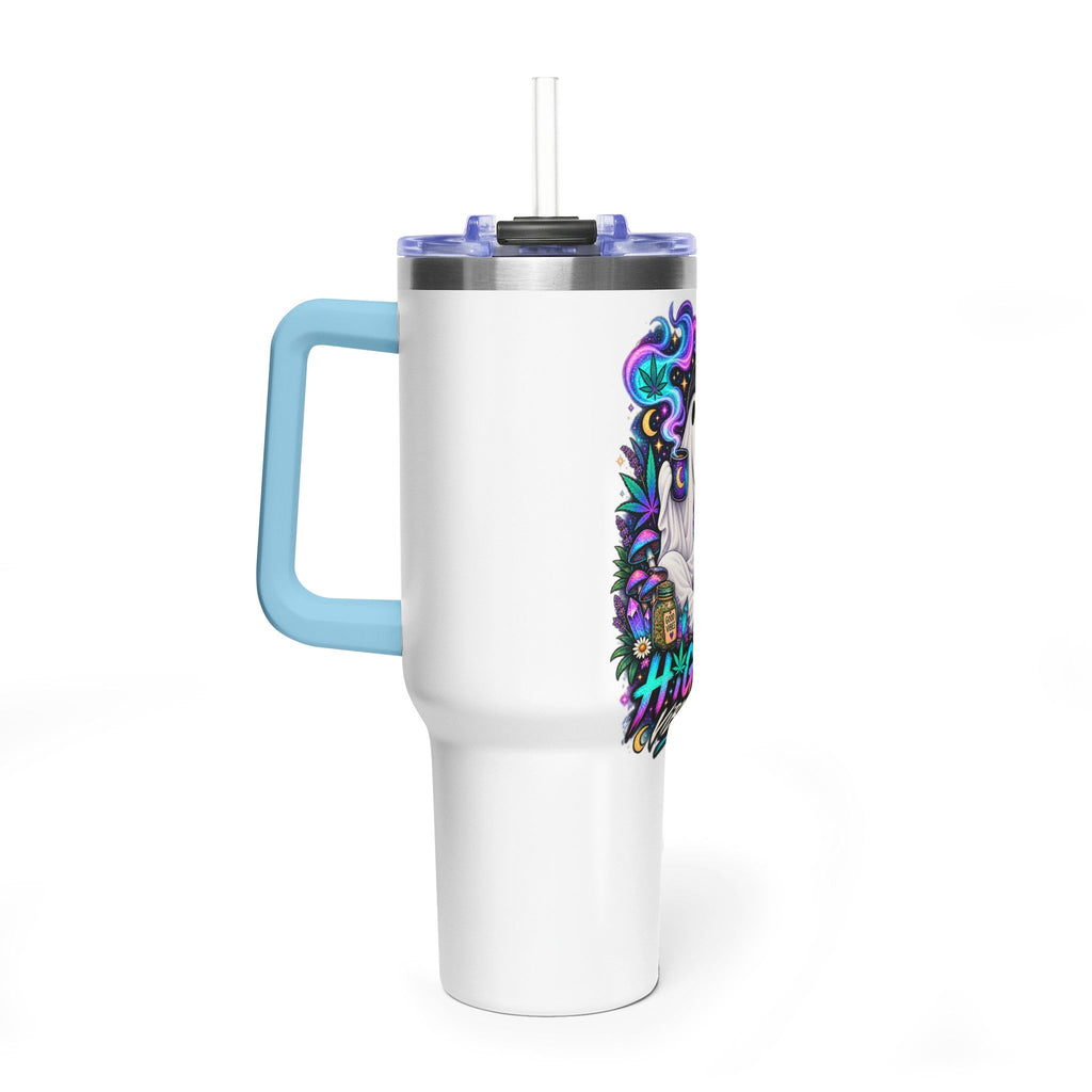 40oz Tumbler — "Higher Vibrations" Ghost & Cat Thermal Travel Mug