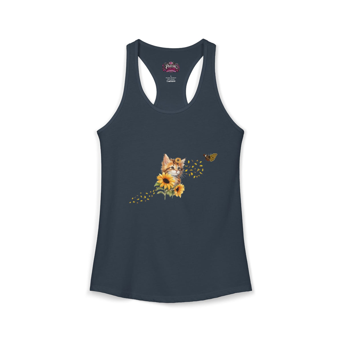 Kitten Sunflower Chasing Butterfly Tank