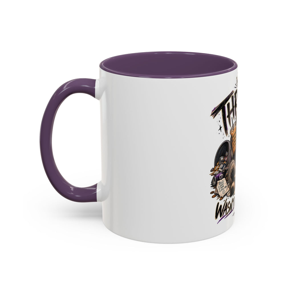 Thriving Raccoon Accent Coffee Mug — "Thriving Wasn't in the Budget" Funny Gift