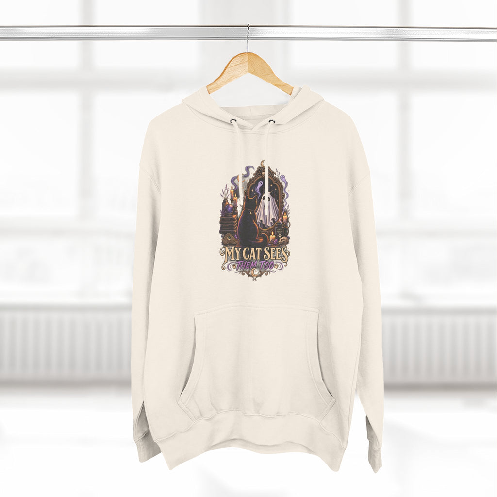 My Cat Sees Them Too- Black Cat Ghost Hoodie