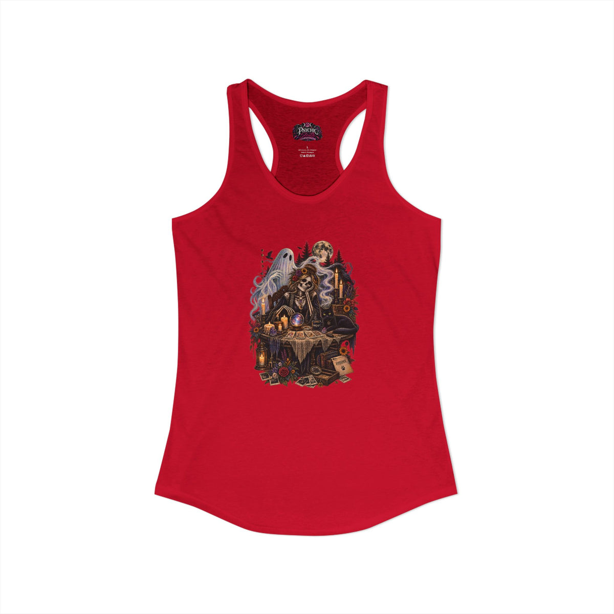 Ghost, Skeleton and Black Cat Read Tarot Cards Tank