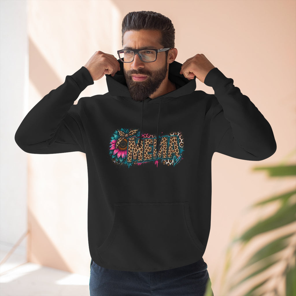 MEMA Leopard Floral Heat Hoodie — Cozy Fleece Pullover with Leopard & Flowers Design