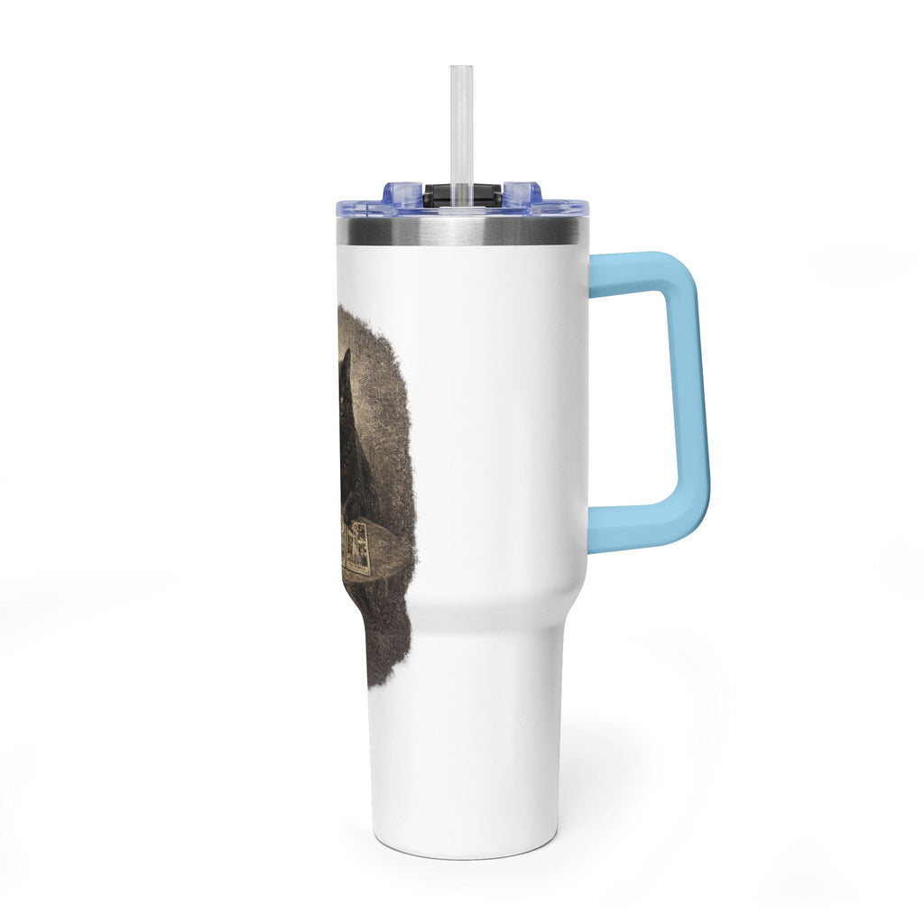 40oz Black Cat Tarot Tumbler — Witchy Tarot Coffee Travel Mug