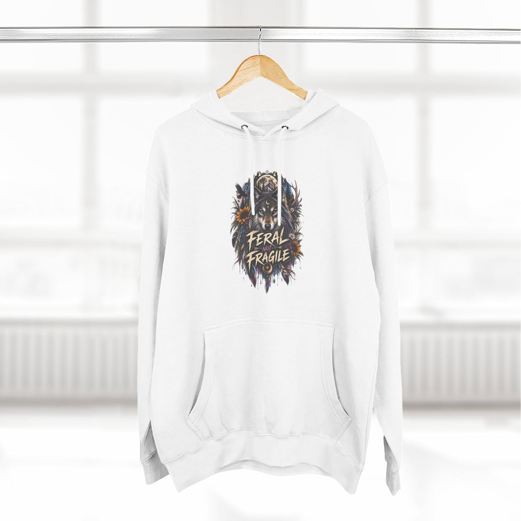 Feral not Fragile Wolf Graphic Hoodie — Wildlife-Inspired Comfort Pullover