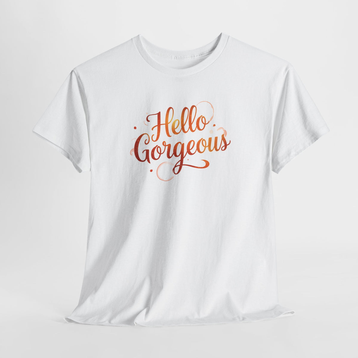 Hello Gorgeous Sunset T-Shirt — Feminine Script Graphic Tee