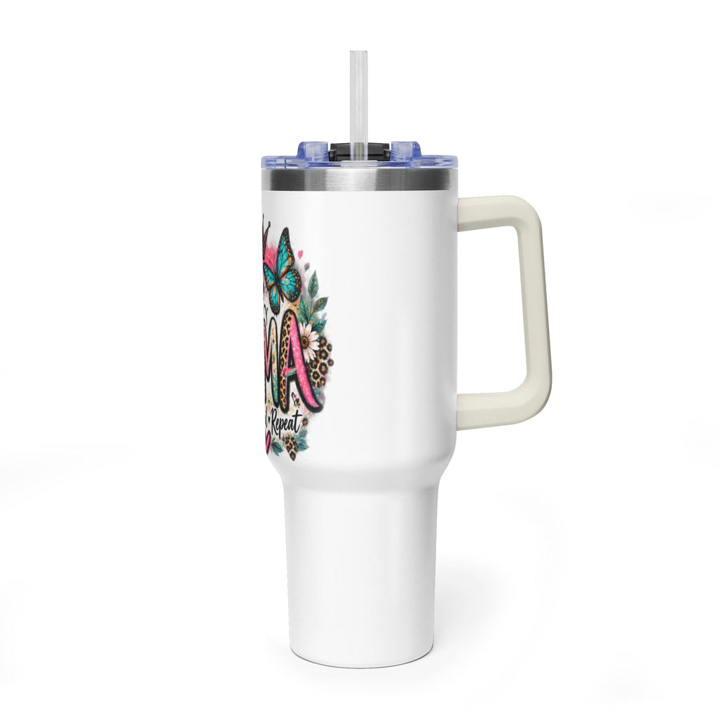 40oz Mama Tumbler – Floral Crown, Butterfly & 'Mama' Design Vacuum Thermal Mug