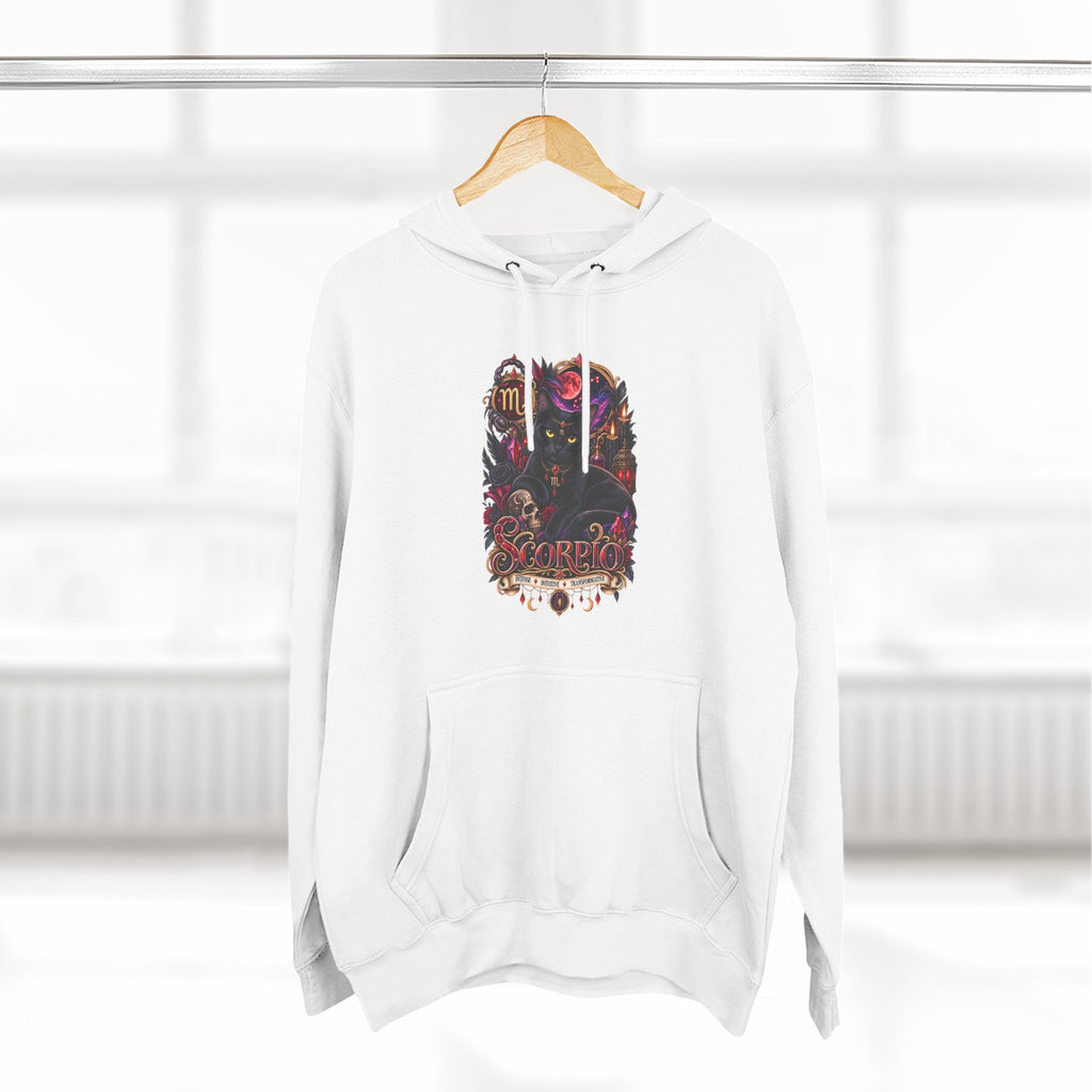Scorpio Bombay Black Cat Floral Zodiac Hoodie — Intricate Scorpion Zodiac Sign