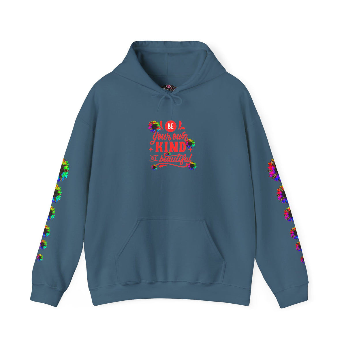 Inspirational Floral Hoodie – "Your Smile is Kind & Beautiful" Rainbow Sunflower Cozy Pullover