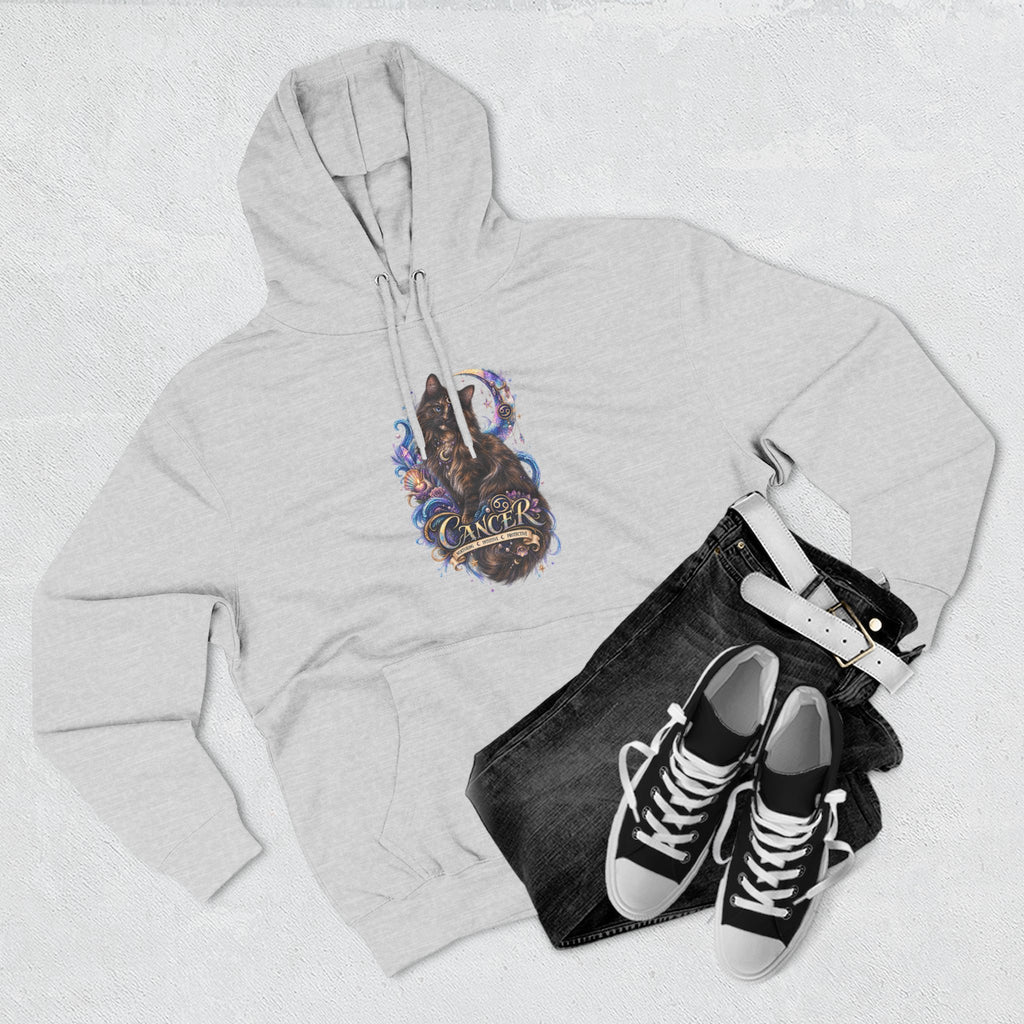 Cancer Tortoiseshell Cat Zodiac Hoodie — Zodiac Cat Graphic Fleece Pullover