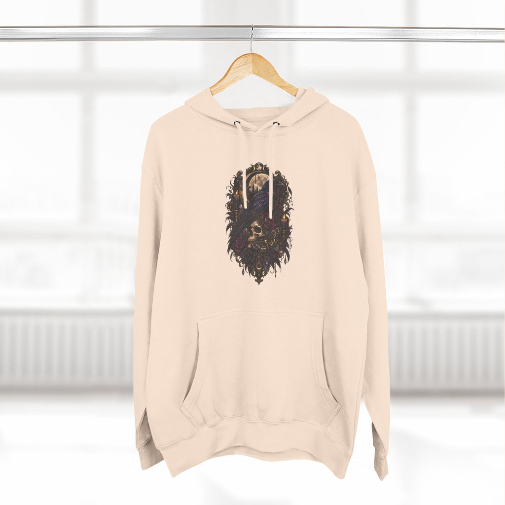 Raven Skull Graphic Hoodie — Gothic Fleece Pullover