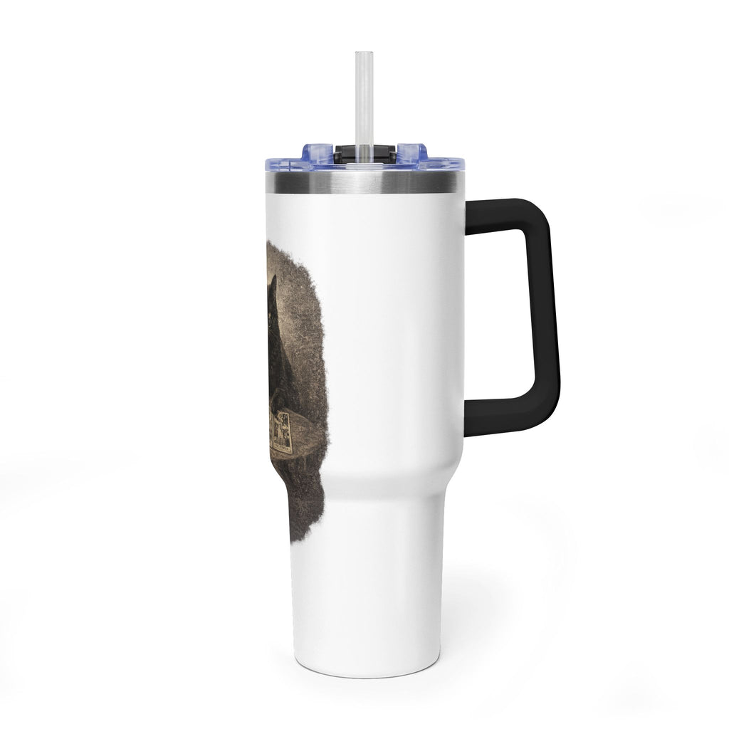 40oz Black Cat Tarot Tumbler — Witchy Tarot Coffee Travel Mug