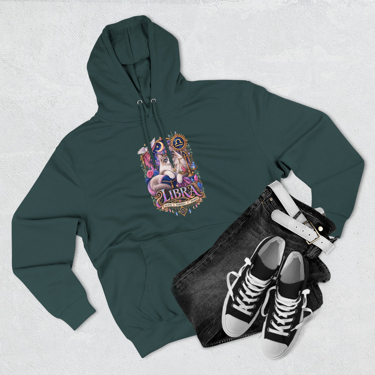 Libra Zodiac Hoodie — Persian Artistic Astrological Sign Sweatshirt