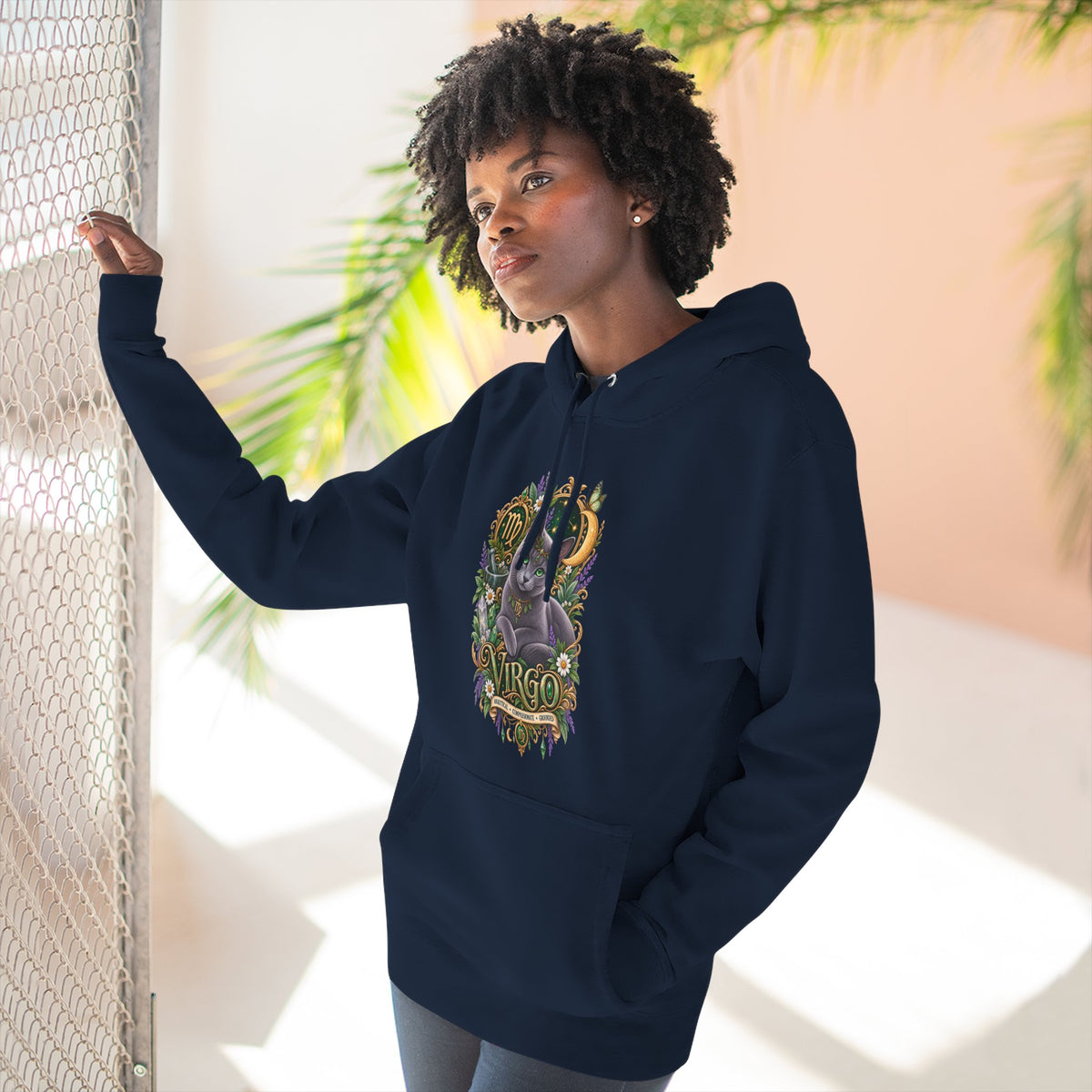 Virgo Russian Blue Cat Zodiac Hoodie — Astrological Virgo Horoscope Pullover