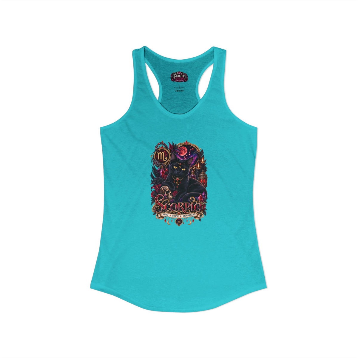 Scorpio Black Cat Bombay Zodiac Tank- Celestial Astrology Cat Lover Tank