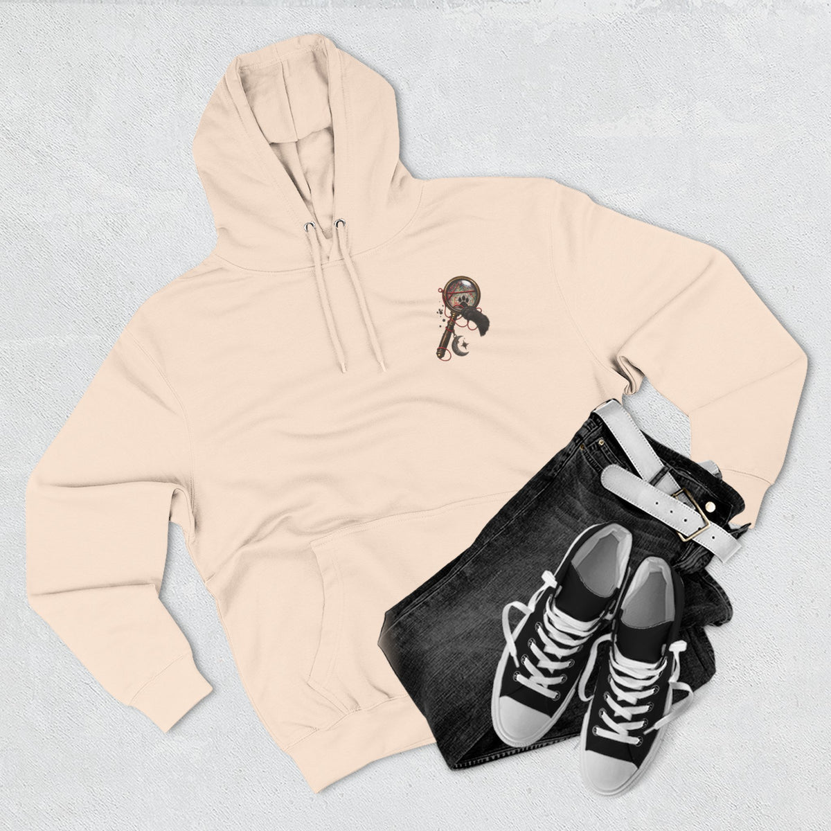 Detective Collage Hoodie — Vintage Mystery Photos & Magnifying Glass Graphic