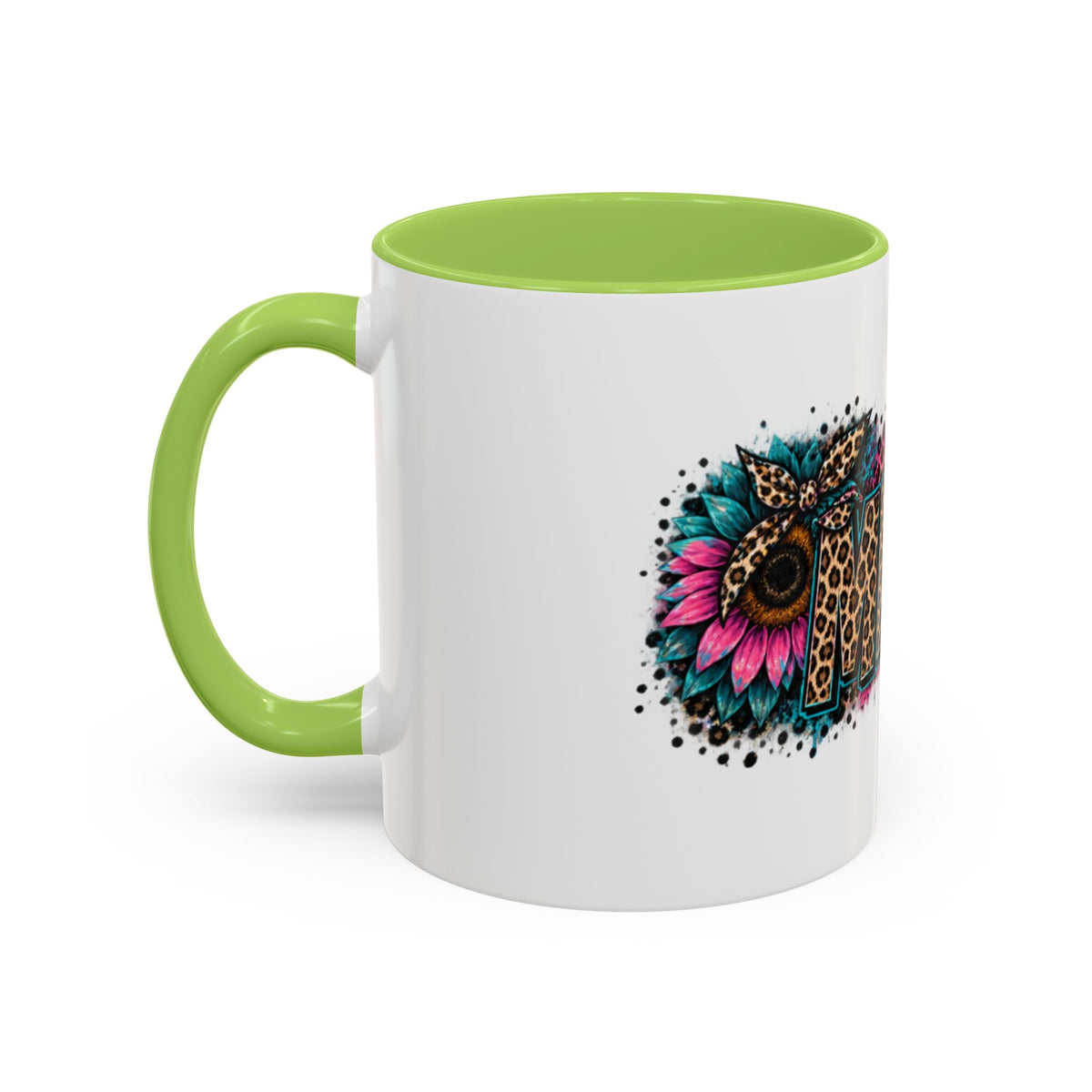Leopard Print 'Mema' Accent Coffee Mug — Bold Animal Print Ceramic Mug- Mema Gift