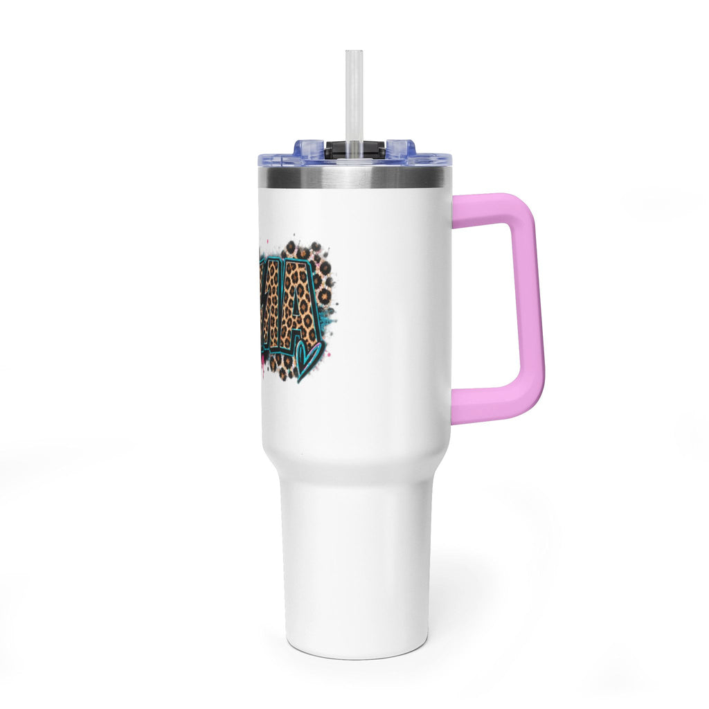 40oz Vacuum Tumbler — Mema Leopard Print Floral Design
