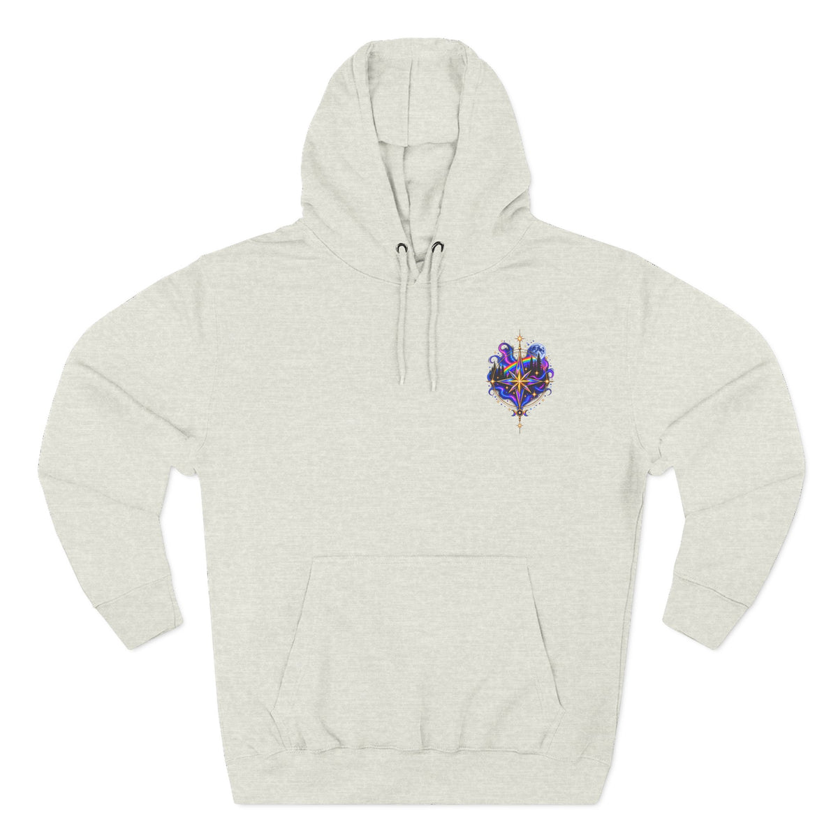 Guided by Light Bound toTruth Fleece Hoodie — Spiritual Galaxy Chest Emblem & Backscape Design