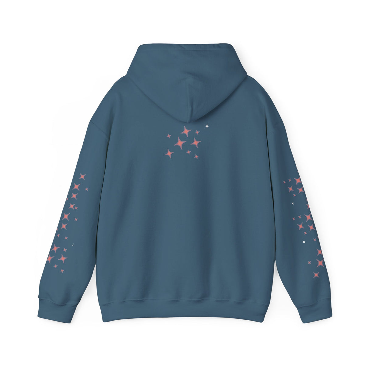 Queen Energy Hoodie — Feminine Crown Graphic Pullover with Star Sleeve Accents