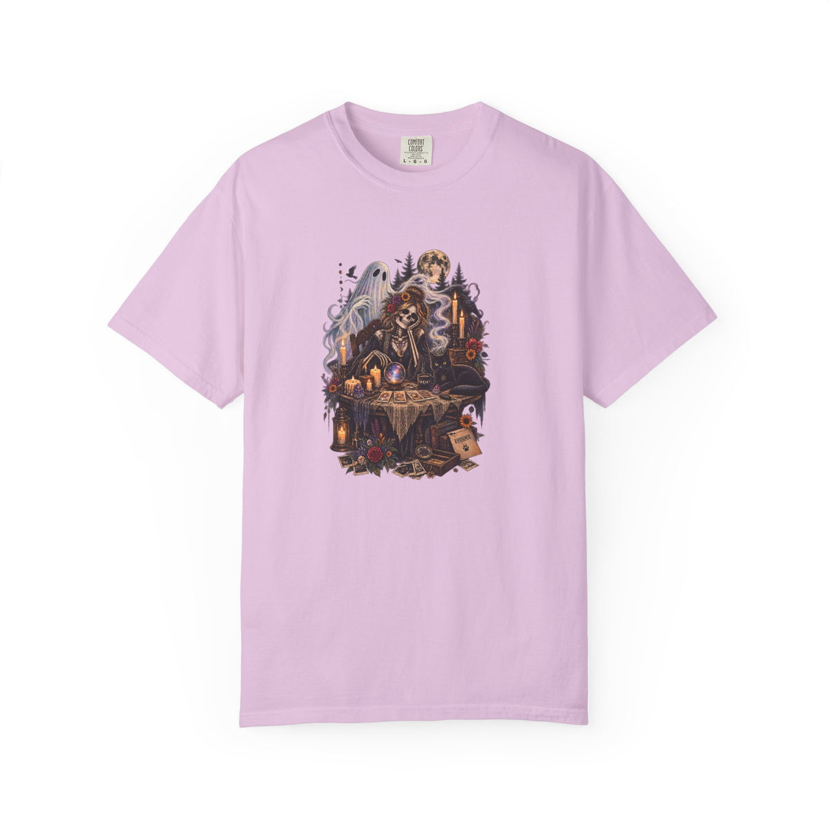 Tarot Seance Skeleton, Black Cat & Ghost Graphic Tee
