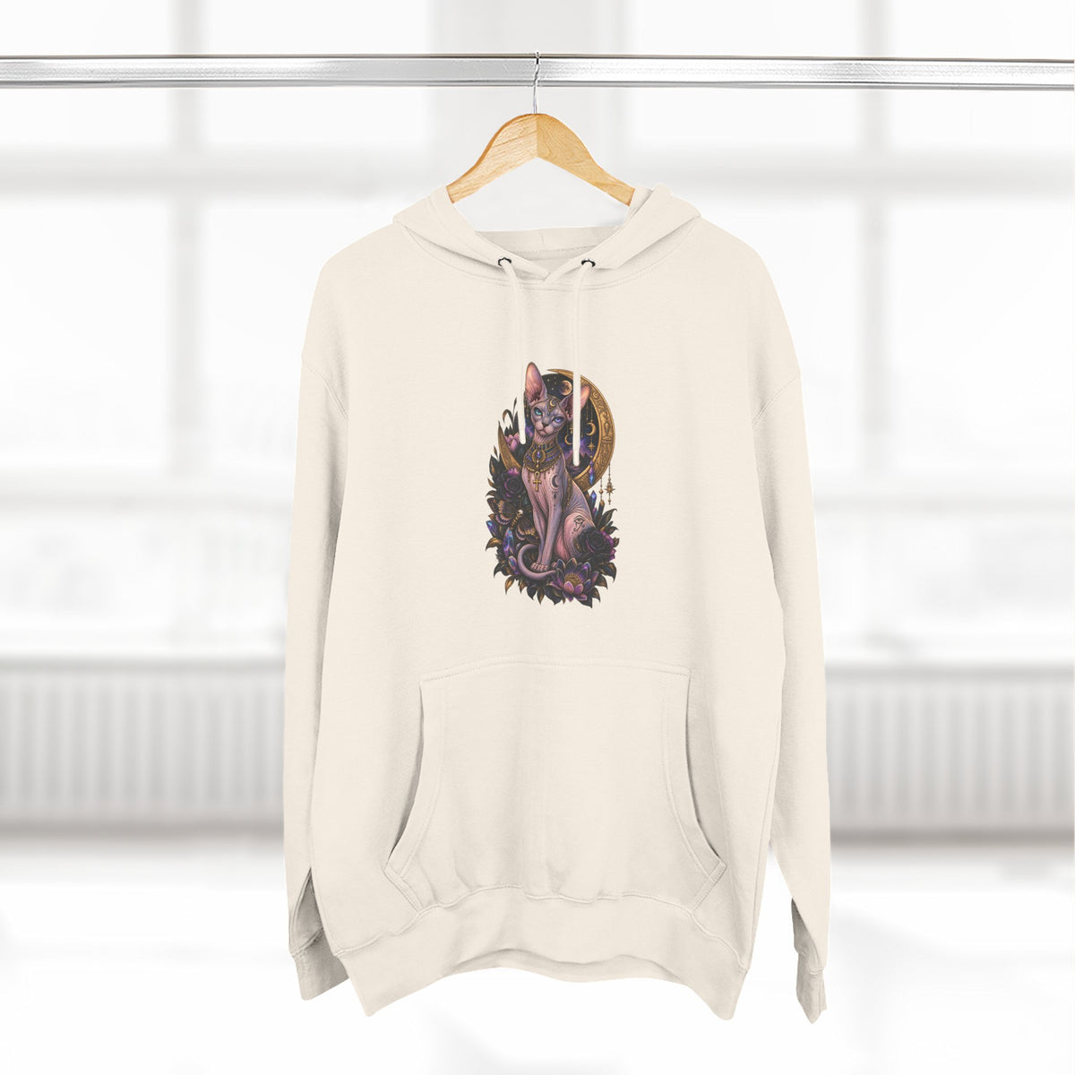 Mystic Moon Egyptian Sphynx Cat Hoodie — Gothic Feline Graphic Pullover