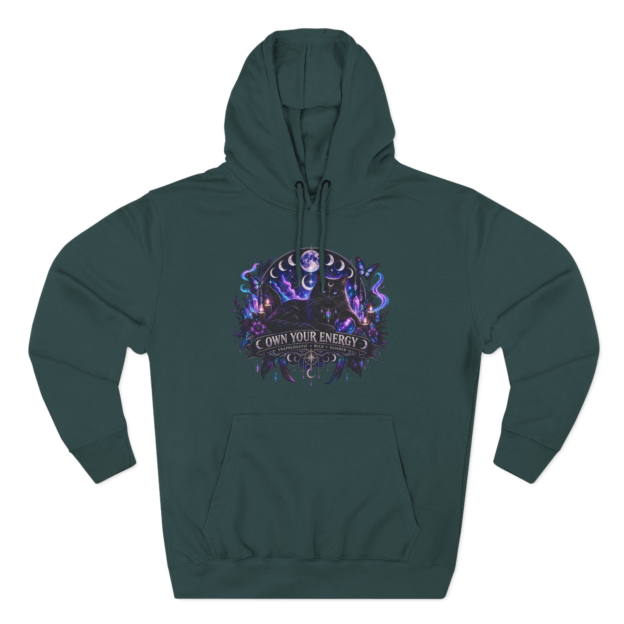 Mystical Black Cat Fleece Hoodie