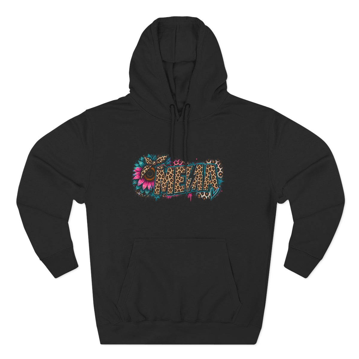 MEMA Leopard Floral Heat Hoodie — Cozy Fleece Pullover with Leopard & Flowers Design