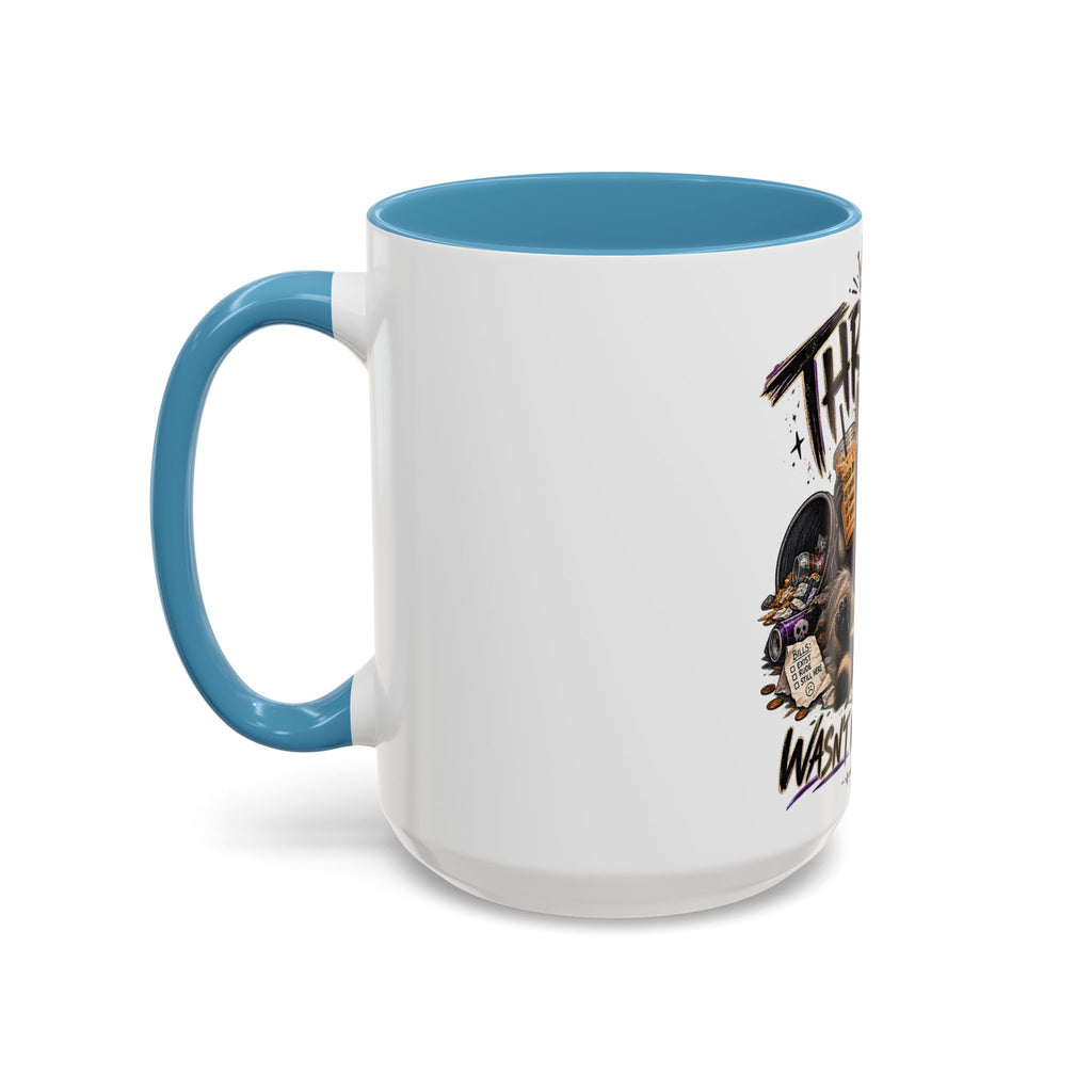 Thriving Raccoon Accent Coffee Mug — "Thriving Wasn't in the Budget" Funny Gift