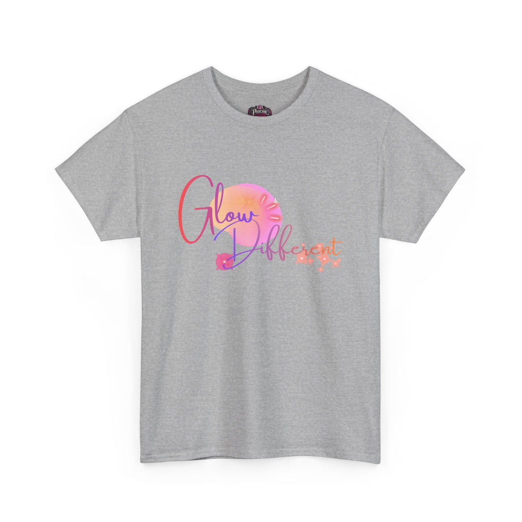 Glow Different Tee — Inspirational Pastel Script Graphic T-Shirt