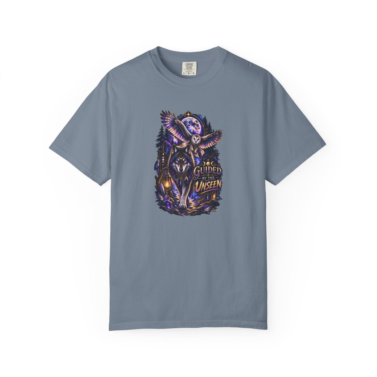 Occult Owl and Wolf Guardian Graphic T-Shirt — 'Guardian of the Unseen' Vintage Night Vibe