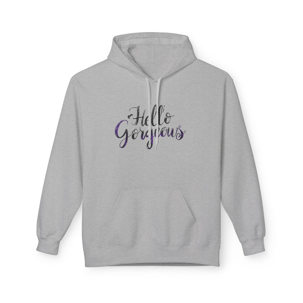 Hello Gorgeous Hoodie — Feminine Script Pullover for Women, Cute Gift for Friends & Self-Care